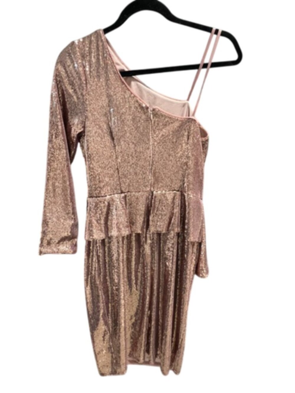 Aidan Mattox Women’s Size 6 Rose Gold Sequin One Shoulder Cocktail Dress